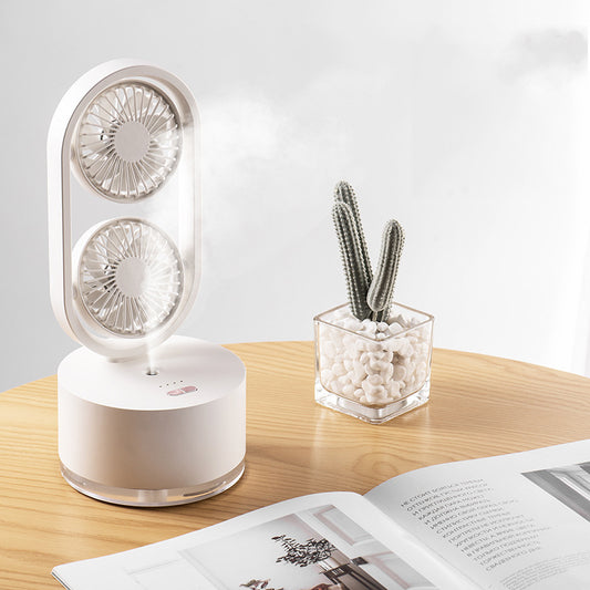 2-in-1 USB Desk Fan with Misting Humidifier – 3-Speed Spray Cooling Fan for Home & Office