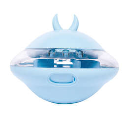 UFO Treat-Dispensing Dog Toy – Self-Righting Wobble Base, Leak Food Ball, Bunny-Ear Design | Mental Enrichment | Dogs | Pink, Blue & Green