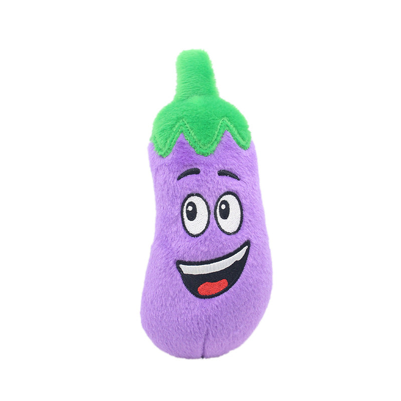 Fruit & Veggie Plush Squeaky Dog Toy – Cute Smiley Face, Built-In Squeaker & Crinkle | Soft Chew | Dogs & Cats | 6 Styles