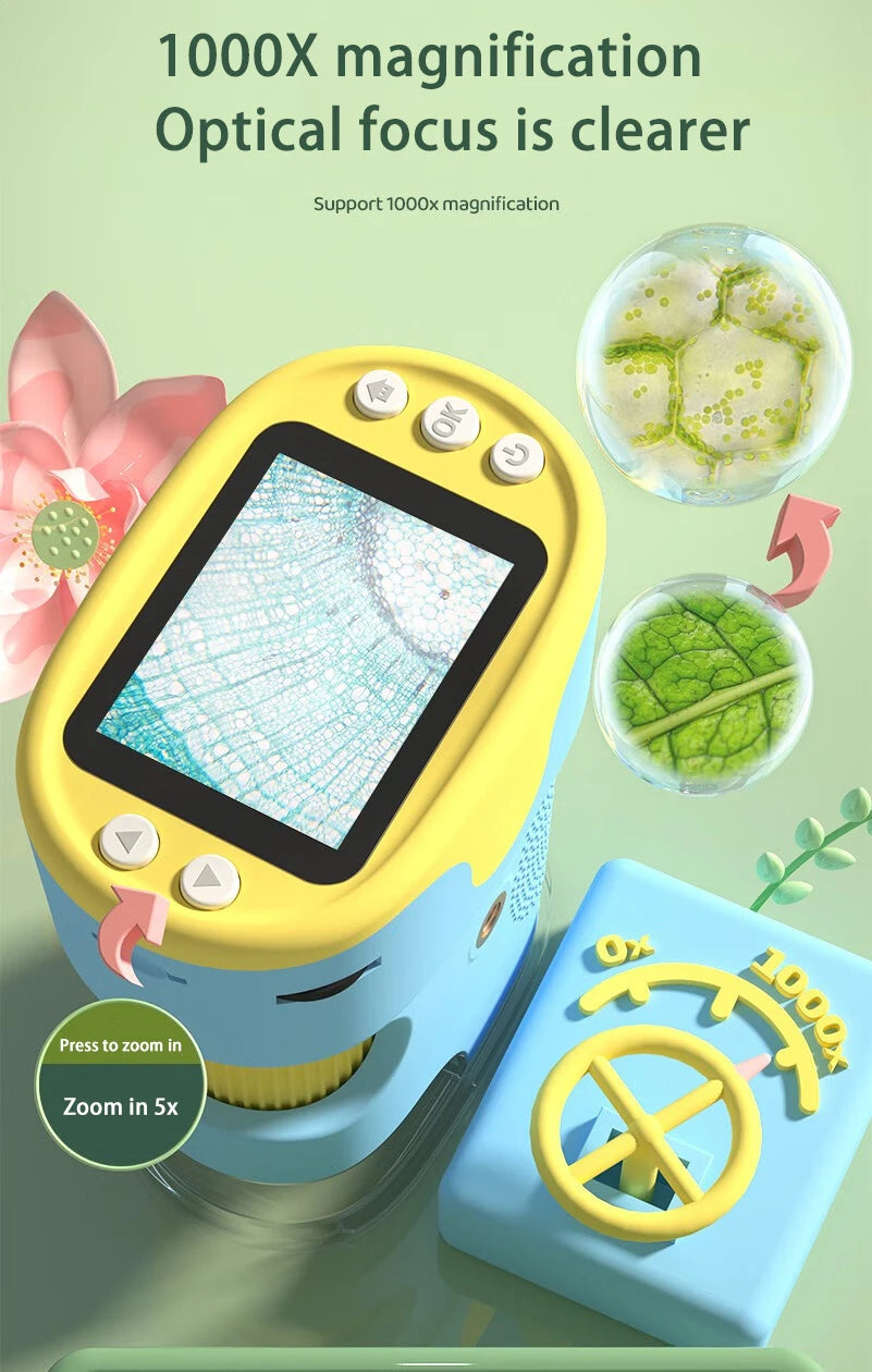 Pocket Handheld LED Microscope with Display and Memory Card