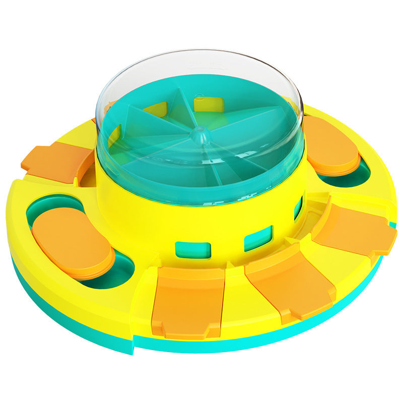Dog Puzzle Slow Feeder Toy – Spinning Roulette & Sliding Tile Treat Dispenser | Mental Enrichment | Dogs & Cats | Lake Blue & Green