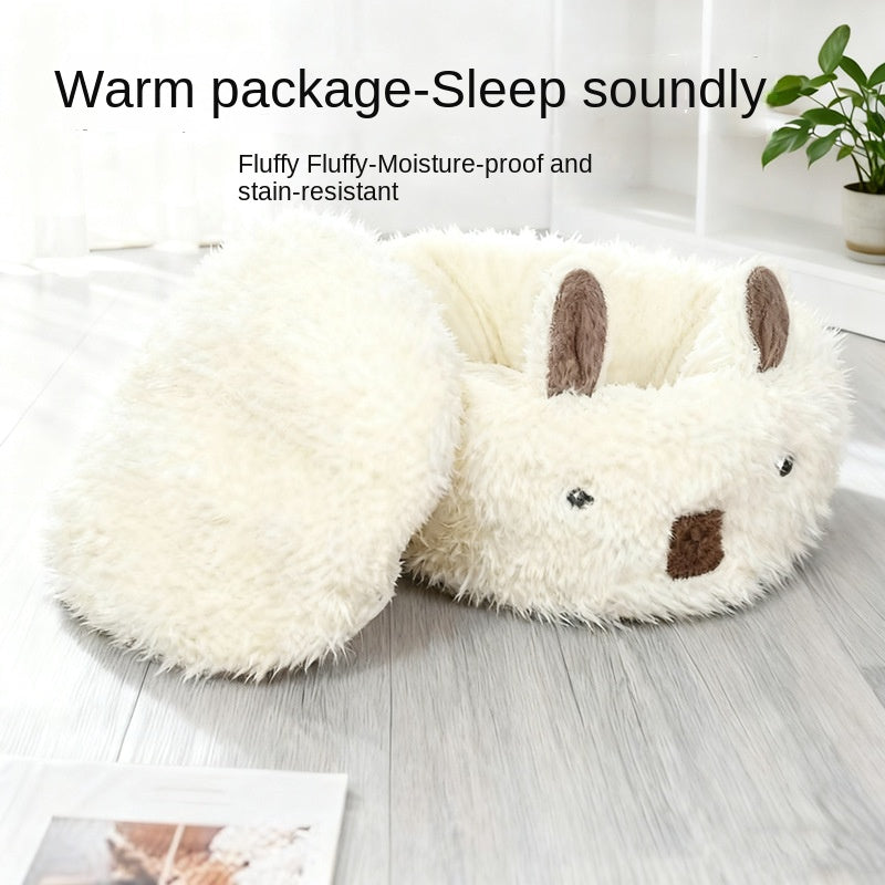 Alpaca Plush Pet Sofa Bed – Round Bolster Nest with Cute Alpaca Face | Flannel, Washable | Dogs & Cats | 3 Sizes