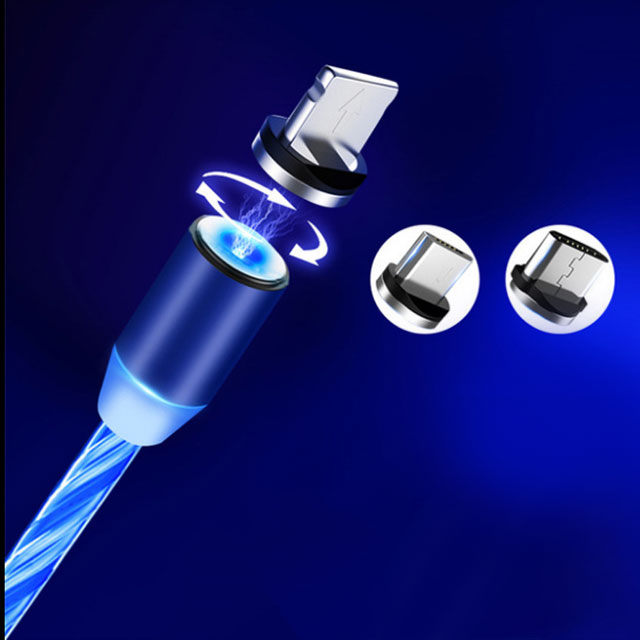 Flowing-Light Magnetic LED Charging Cable with Interchangeable Tips