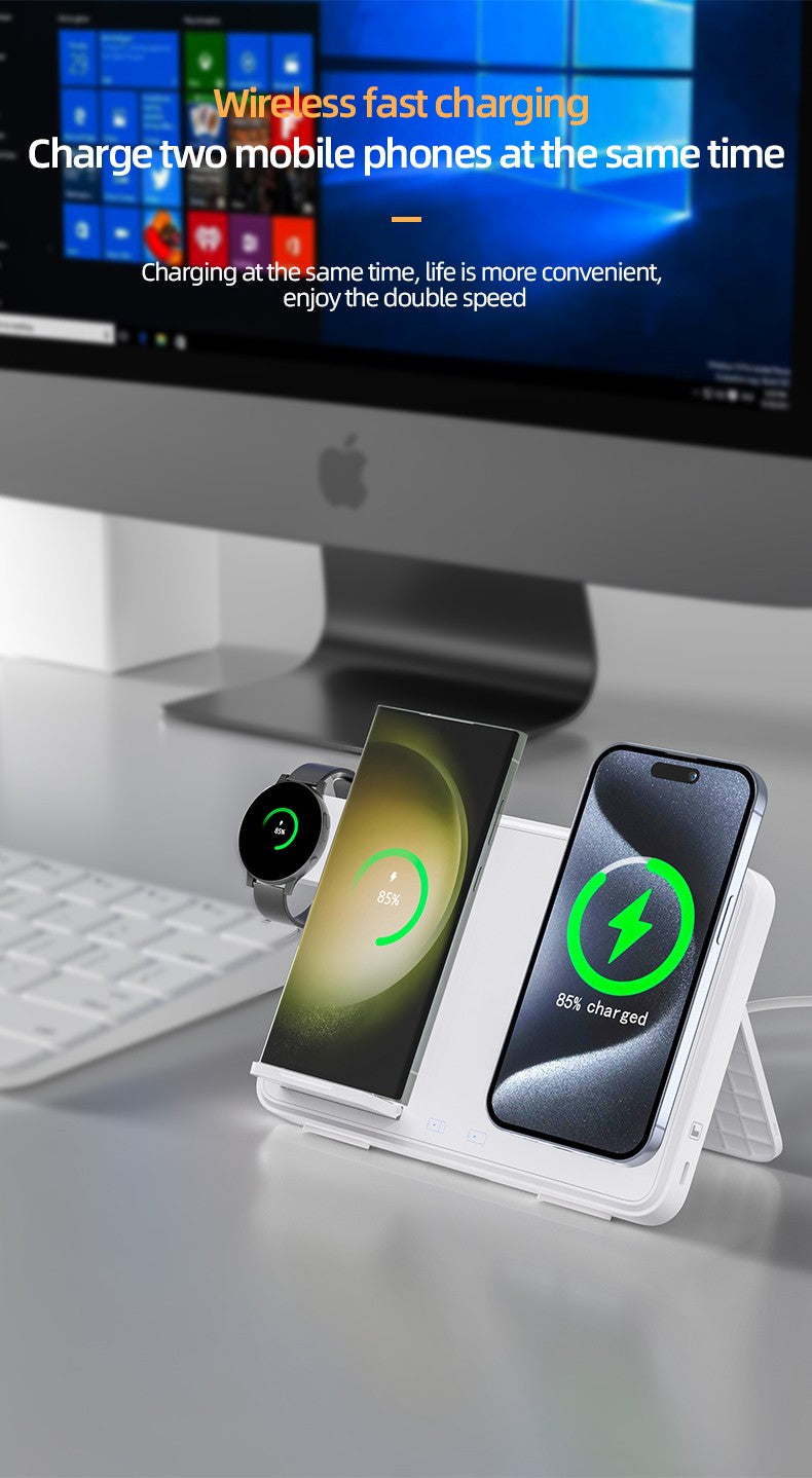 3-in-1 Wireless Charging Pad – 15W Fast Charger for iPhone, Apple Watch, AirPods & Samsung