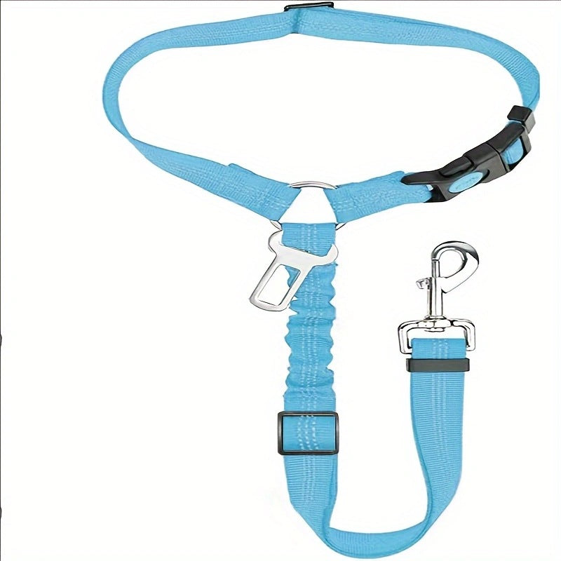 2-in-1 Adjustable Dog Car Seat Belt & Leash – Bungee Elastic, Reflective Nylon, Universal Buckle & Swivel Snap Hook | Dogs | 9 Colors