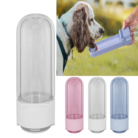 Flip-Top Portable Pet Water Bottle with Built-In Drinking Trough – 420ml, Leak-Proof, Lanyard Included | 4 Colors