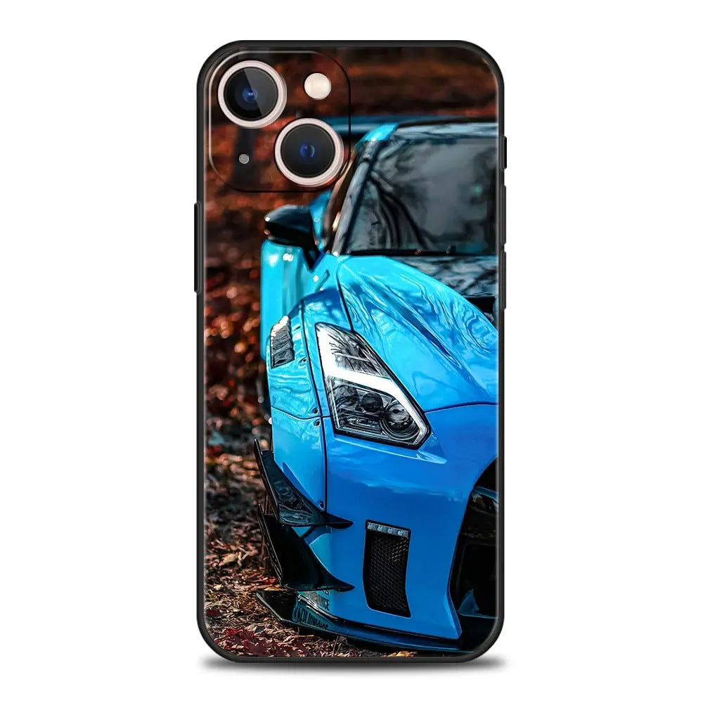 Blue & Red JDM Sports Car TPU Phone Case for iPhone 12–15