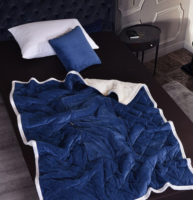 2-in-1 Plaid Flannel Cushion Blanket – Foldable Throw Pillow & Cozy Nap Blanket