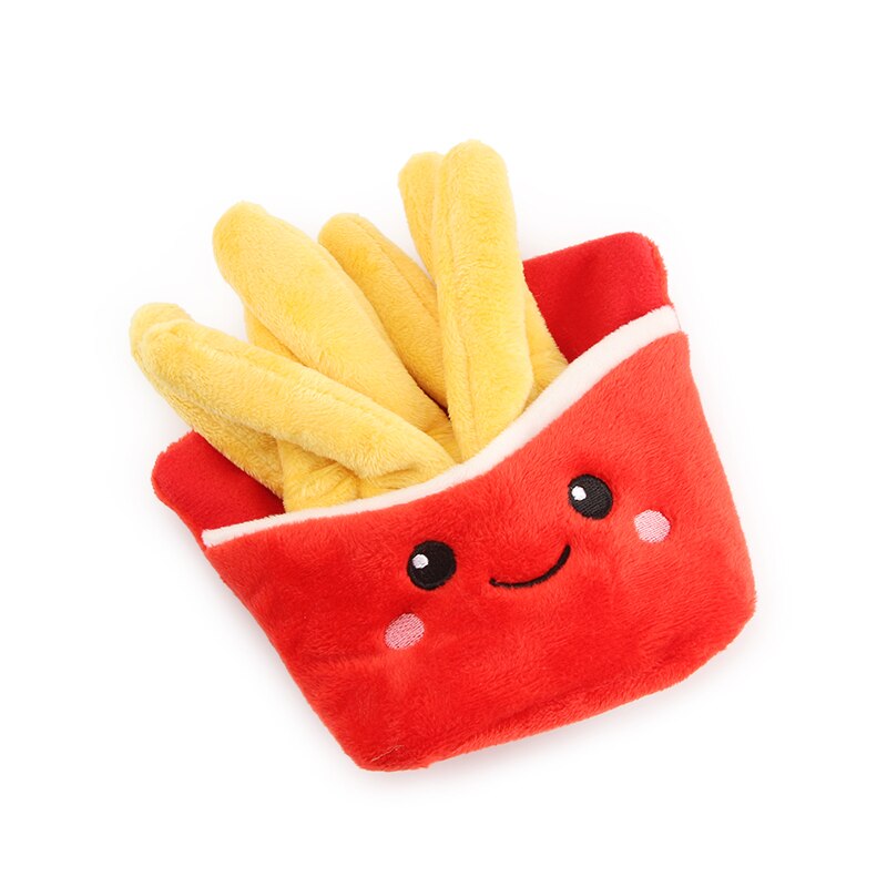 Fast Food Plush Squeaky Dog Toy – Cute French Fries, Burger & Cup Designs | Soft Chew & Squeak | Dogs | 3 Styles