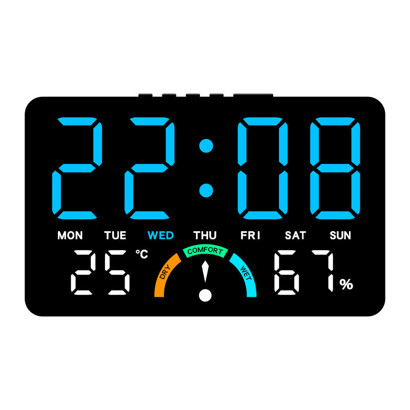 Large LED Digital Alarm Clock with Temperature, Humidity & Comfort Level Display