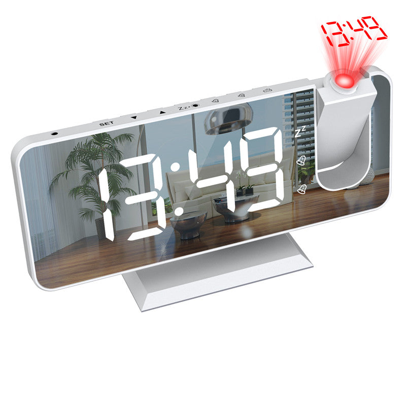 LED Mirror Projection Alarm Clock with RGB Display & Dual Alarms