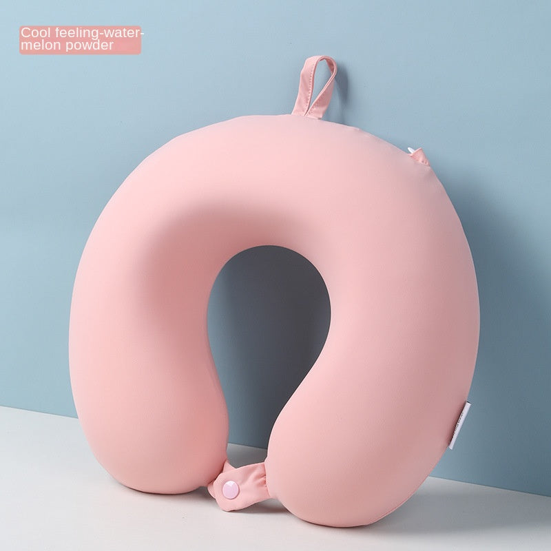 Memory Foam Travel U-Shaped Neck Pillow – Portable Airplane & Nap Pillow with EVA Storage Box