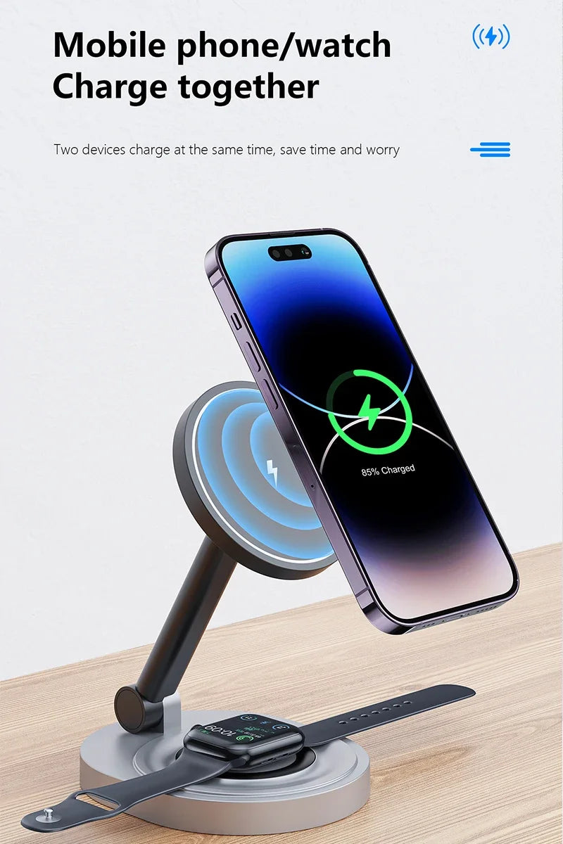 3-in-1 Magnetic Wireless Charging Stand for Phone, Watch and Earbuds