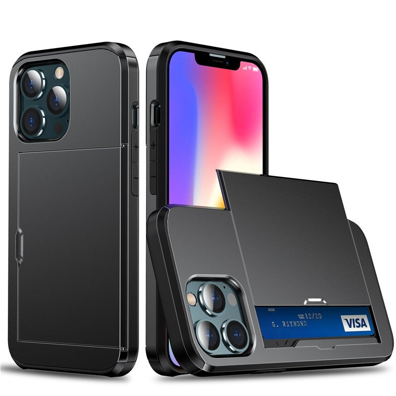PC Slide Card Holder Case for iPhone 12–17 Models
