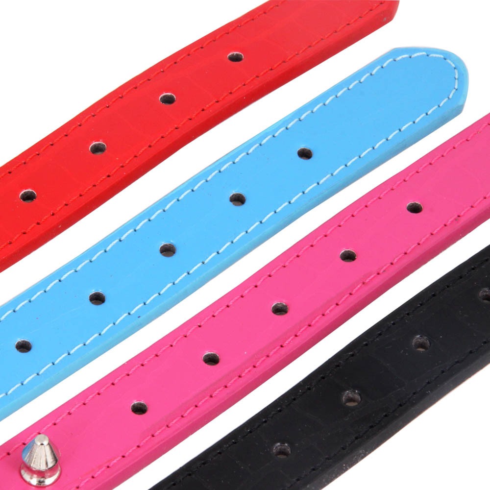 Spiked Leather Pet Collar with Silver Cone Studs – Adjustable, Soft-Lined | Dogs & Cats | XS–L | 4 Colors
