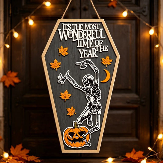 Wooden Halloween Skeleton Desk Decoration