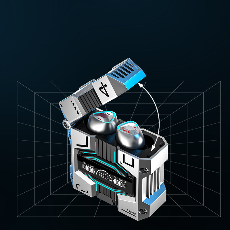 M45 Mecha Gaming TWS Earbuds with Low-Latency Mode and Charging Case
