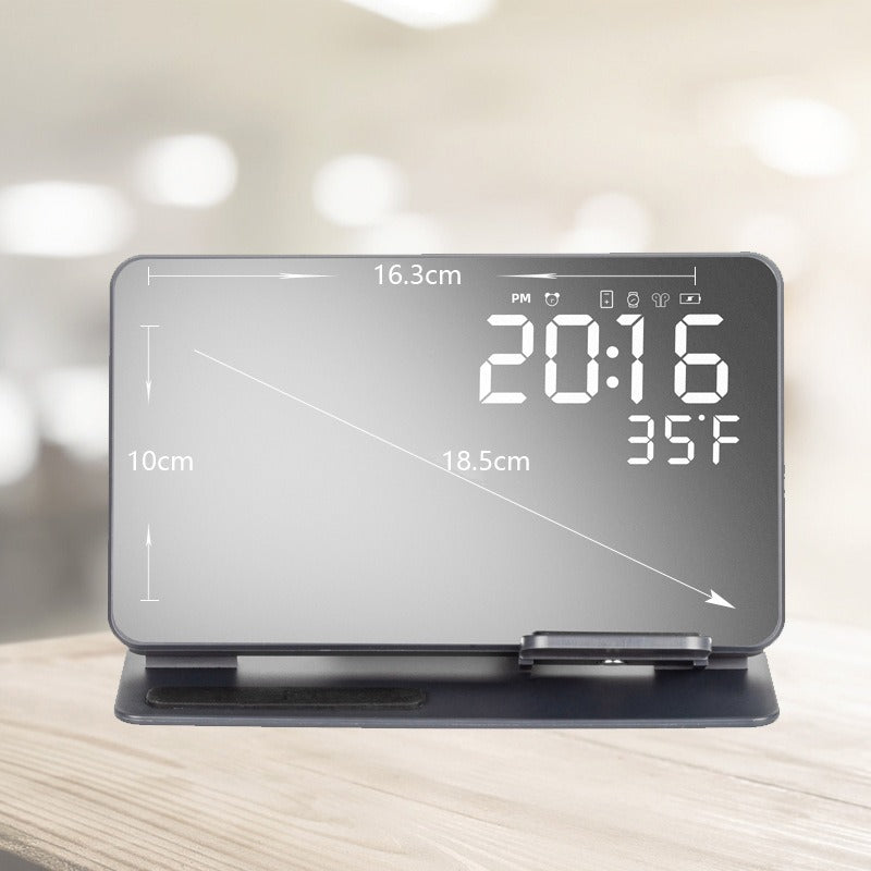 15W Wireless Charging Alarm Clock with Thermometer & Time Display