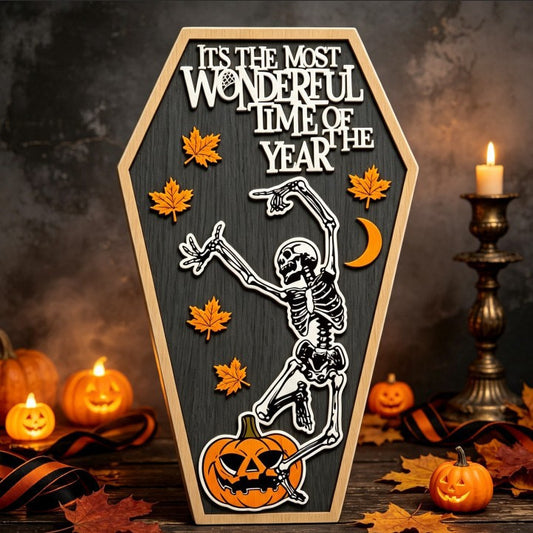 Wooden Halloween Skeleton Desk Decoration