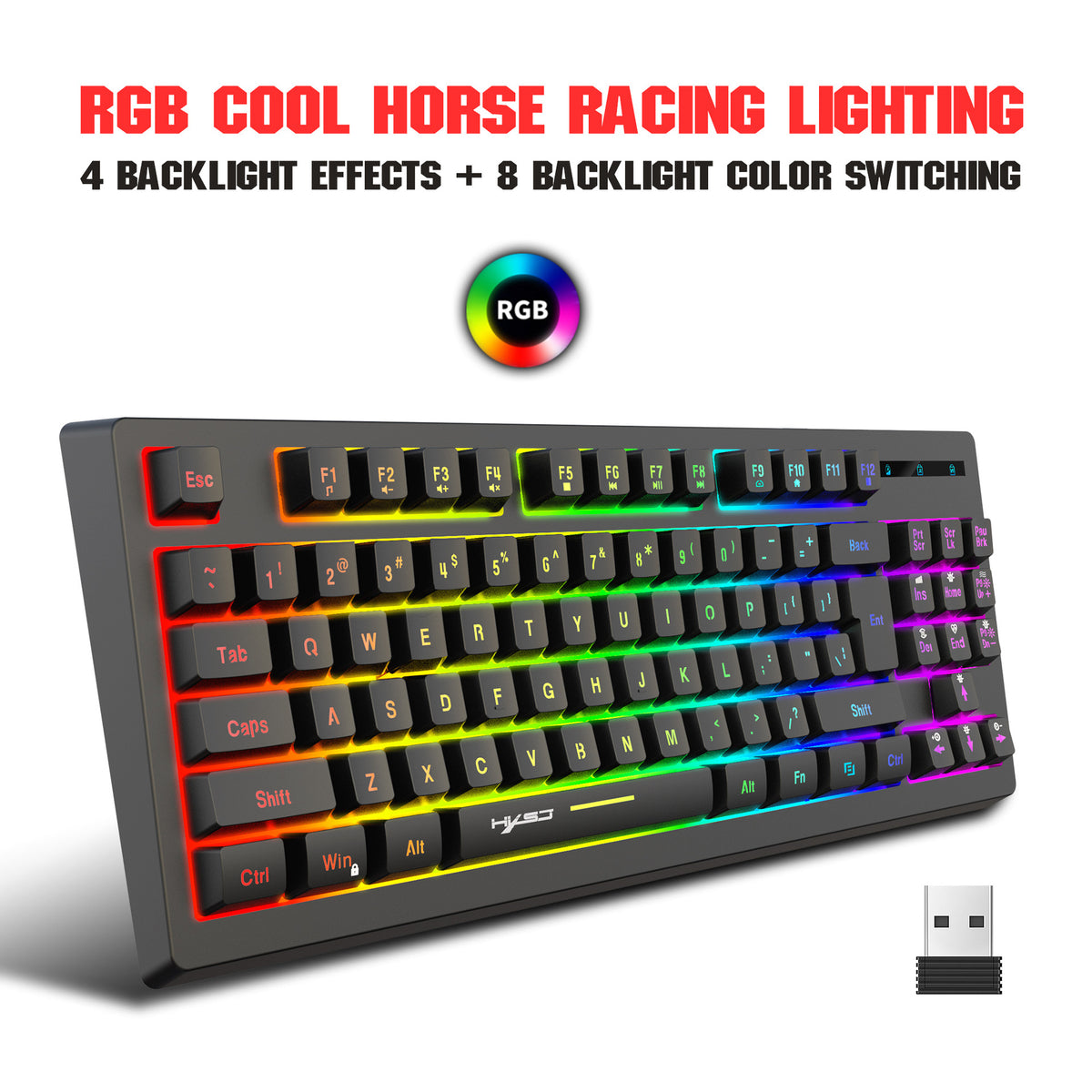 L100 87-Key 2.4G Wireless RGB Membrane Keyboard