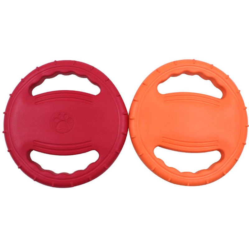 EVA Foam Dog Flying Disc with Grip Handles & Chew Ridges – Fetch, Tug & Chew Toy | 20cm | Dogs | Green, Red & Orange