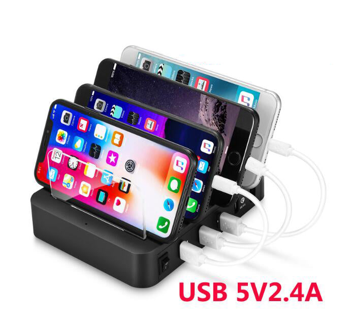 4-Port 24W USB Charging Station Dock with Device Organizer