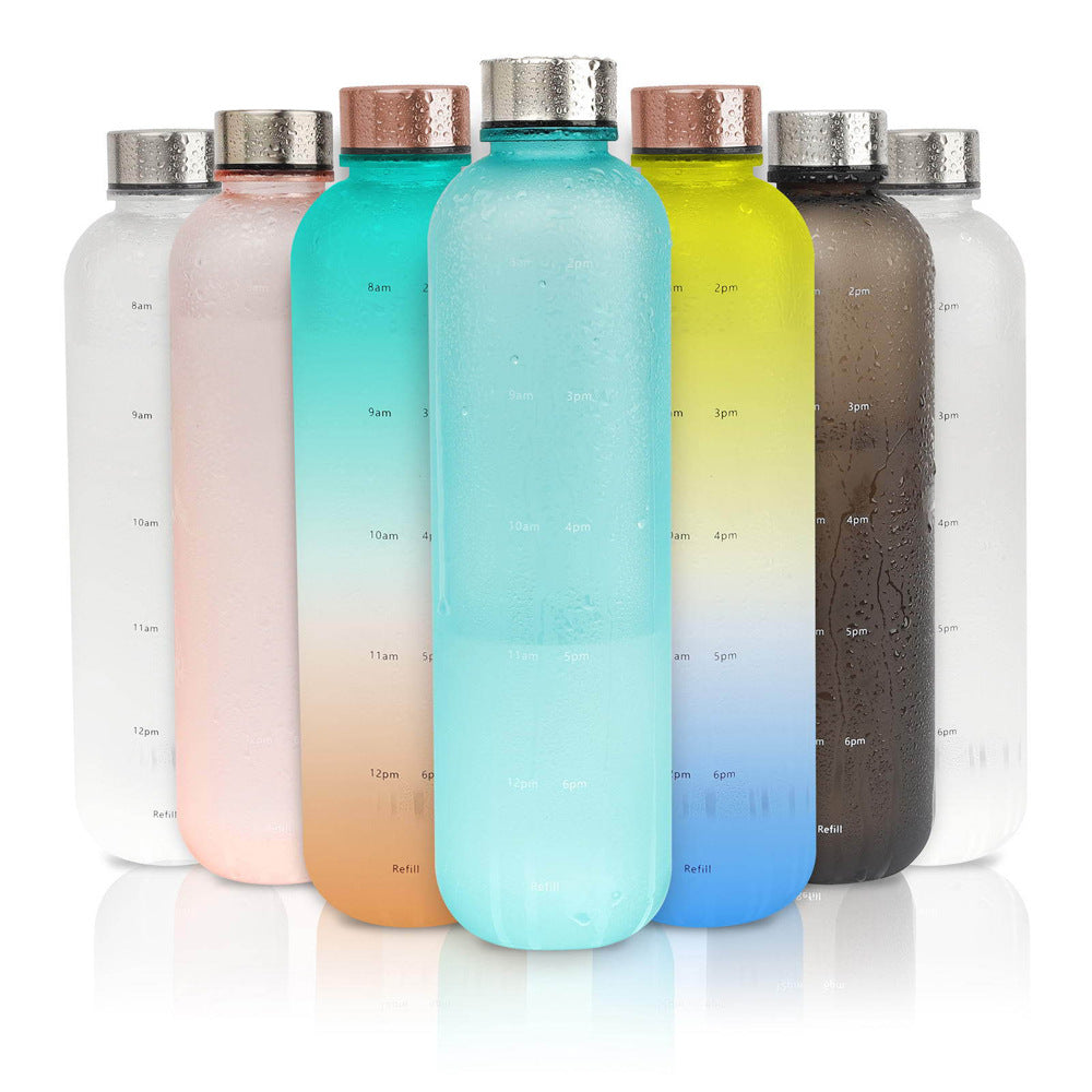 Tritan Sports Water Bottle with Handle – Frosted Gradient 1L Travel Mug