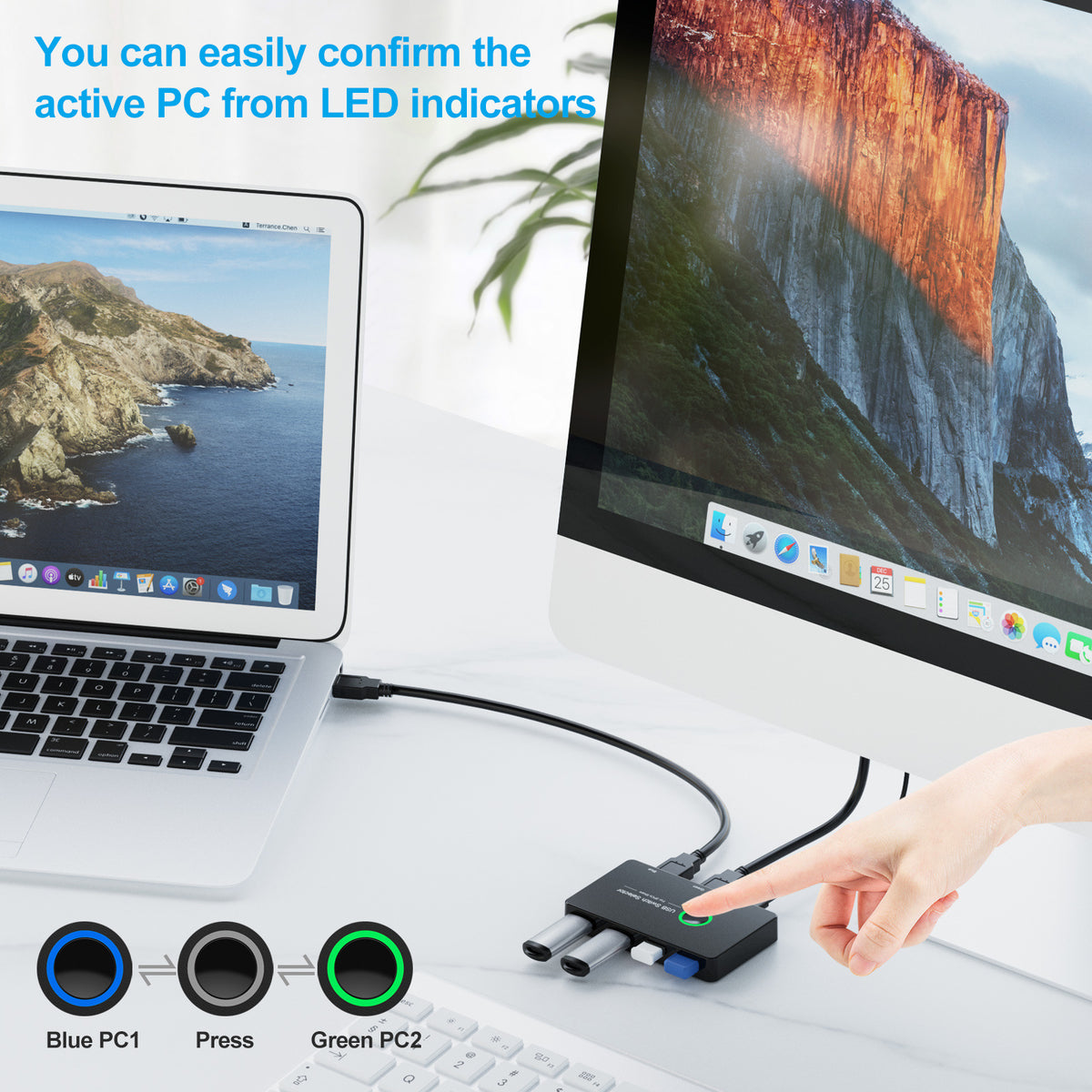 USB 3.0 KVM Switch for 2 Computers and 4 USB Devices