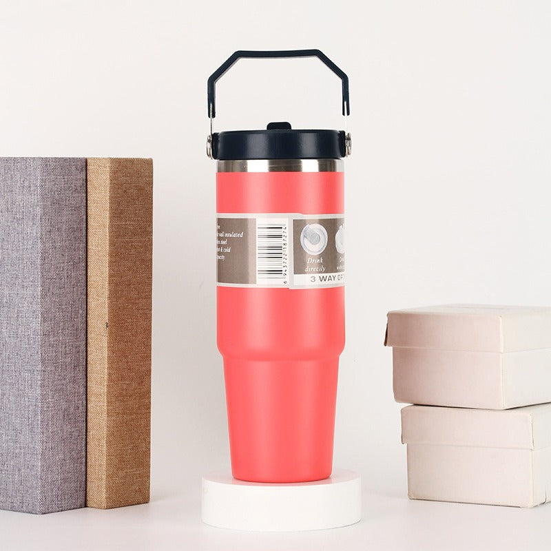 20oz/30oz Insulated Stainless Steel Car Cup with Handle & Lid – Vacuum Travel Tumbler