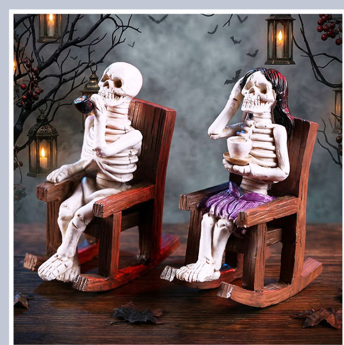 White Resin Halloween Skeleton Decoration