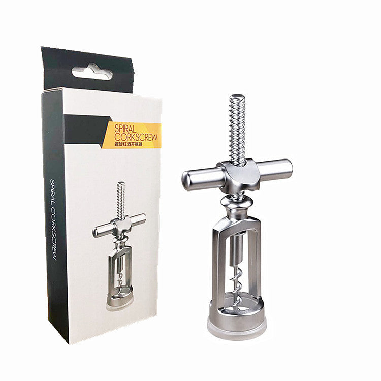 Spiral Cross-Bar Corkscrew & Foil Cutter Set – Heavy-Duty Zinc Alloy Wine Opener with Triangle Buckle | Gift Box Included