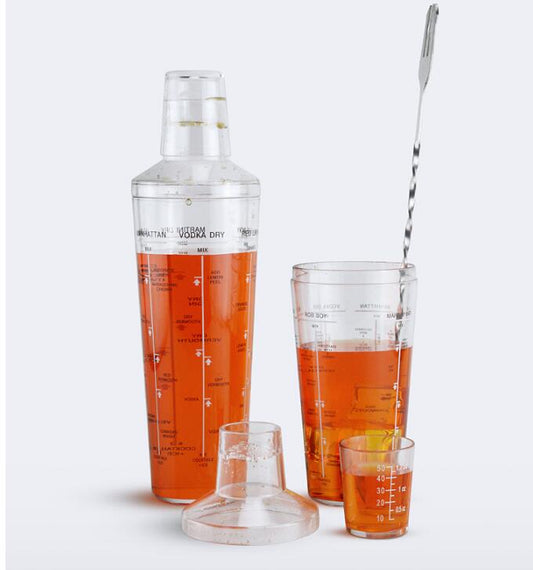 Plastic Boston Cocktail Shaker with Measurements – Transparent Bartender Mixer