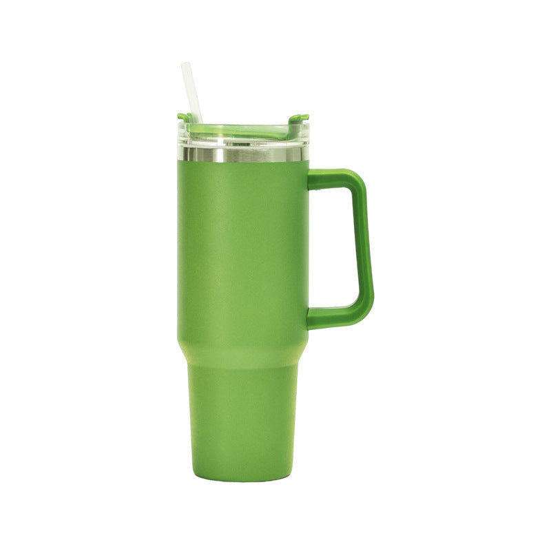 40oz Insulated Stainless Steel Tumbler with Handle, Lid & Straw – Travel Coffee Cup