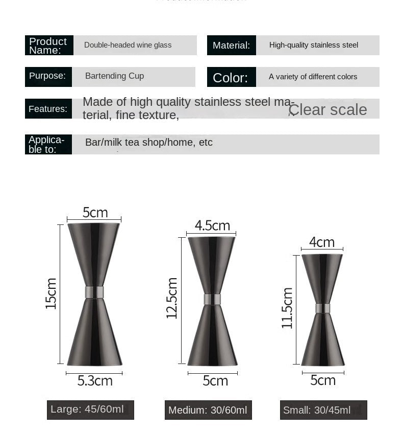Stainless Steel Dual-Head Cocktail Jigger – Gold Ring Hourglass Measuring Cup