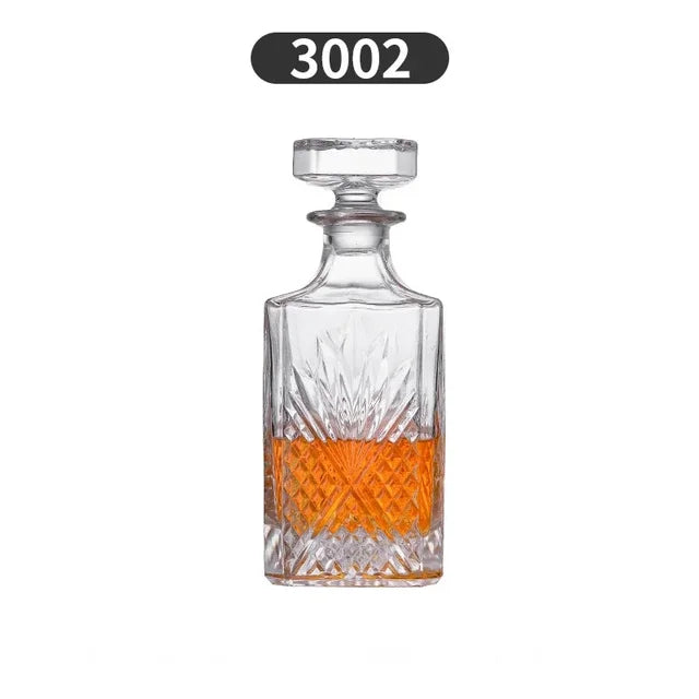 750ml Lead-Free Crystal Glass Whiskey Decanter – 6 Cut-Glass Designs | Airtight Stopper | Home Bar & Gift