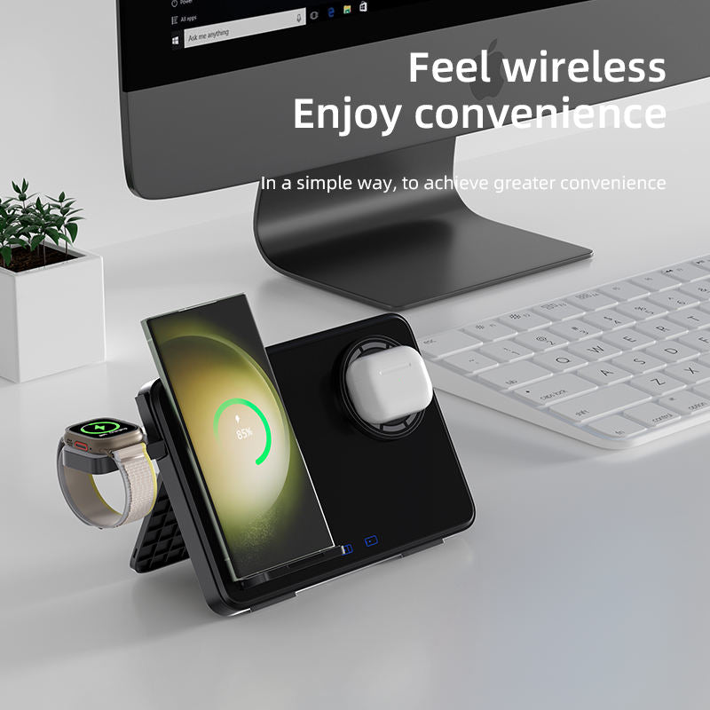 3-in-1 Wireless Charging Pad – 15W Fast Charger for iPhone, Apple Watch, AirPods & Samsung