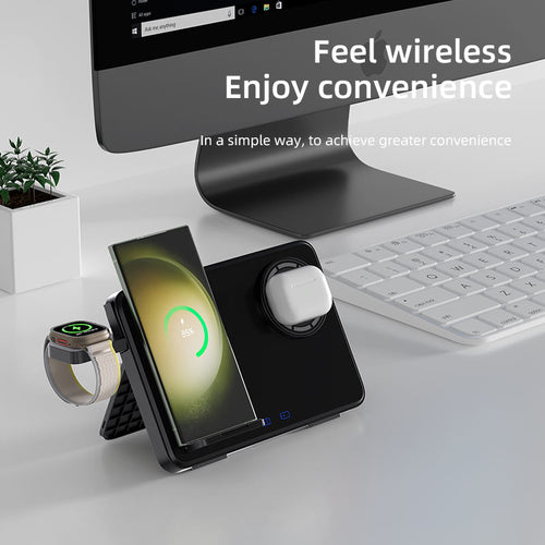 3-in-1 Wireless Charging Pad – 15W Fast Charger for iPhone, Apple Watch, AirPods & Samsung