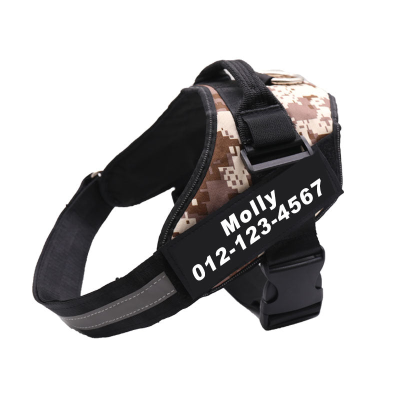 Personalized No-Pull Dog Harness – Oxford Cloth with Custom ID Patch, Reflective Strip & Top Handle | Baby to XXL | 13 Styles