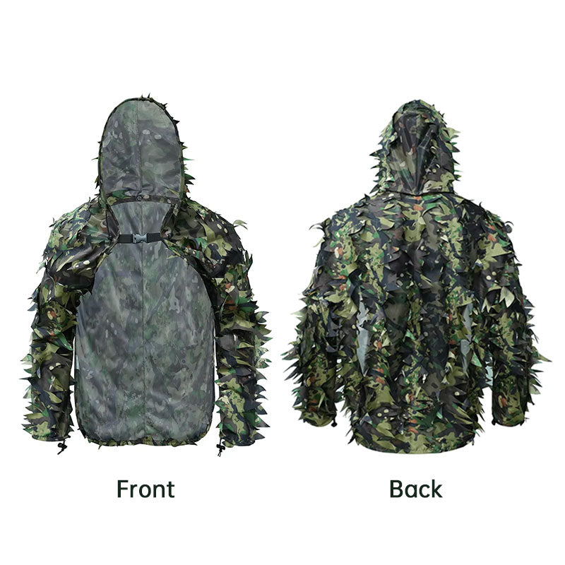 3D Leafy Ghillie Suit Jacket with Hood | Tactical Camo Cloak for Hunting & Airsoft