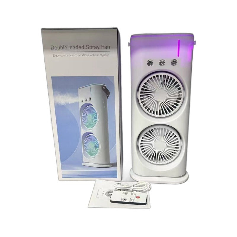 Dual-Head Misting Desktop Fan – Rechargeable Oscillating Spray Fan for Office, Home & Dorm