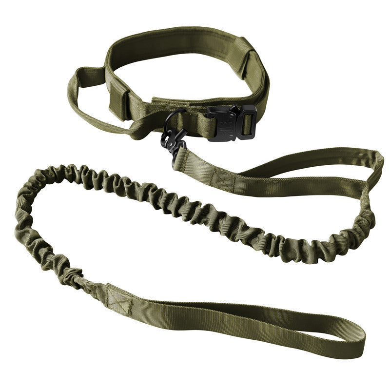 Tactical Dog Collar – Wide 3.8cm Padded Nylon Collar with Handle & Quick-Release Buckle | M, L, XL | Collar Only or 2-Piece Set with Leash