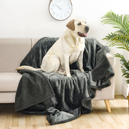 Waterproof Sherpa Fleece Pet Blanket – Soft Plush Throw Pad for Dogs & Cats