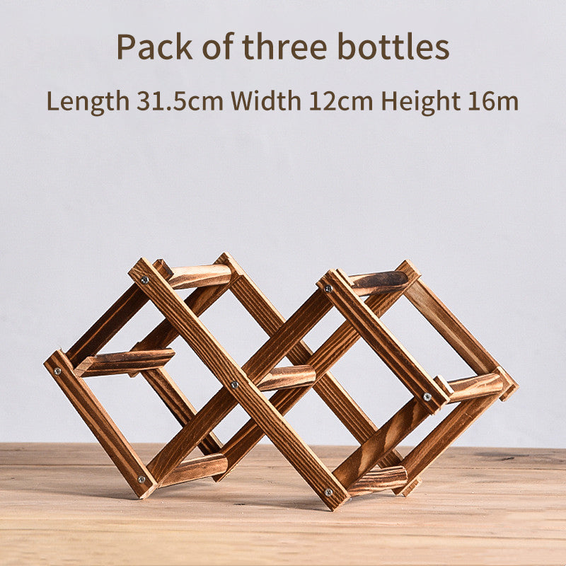 Foldable Solid Wood Wine Rack – Diamond Lattice Countertop Bottle Holder | Natural & Carbonized | 3, 5, 6 & 10 Bottle
