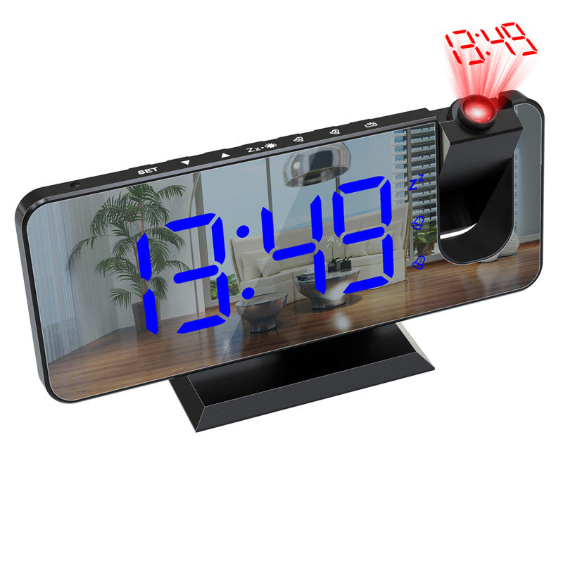 LED Mirror Projection Alarm Clock with RGB Display & Dual Alarms