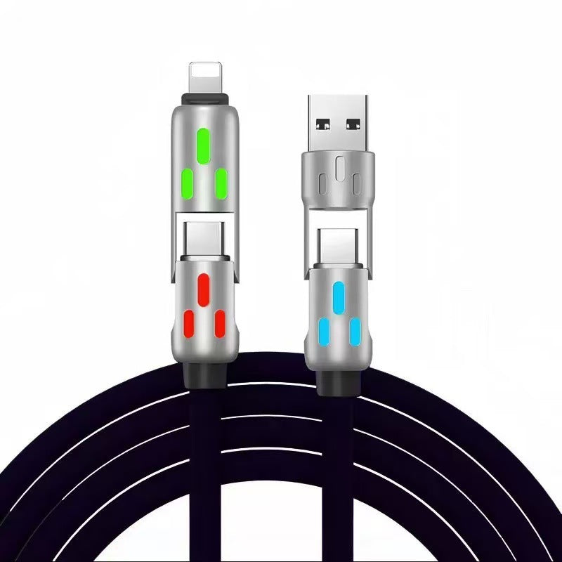 4-in-1 LED Silicone Charging Cable with 100W PD and USB-C