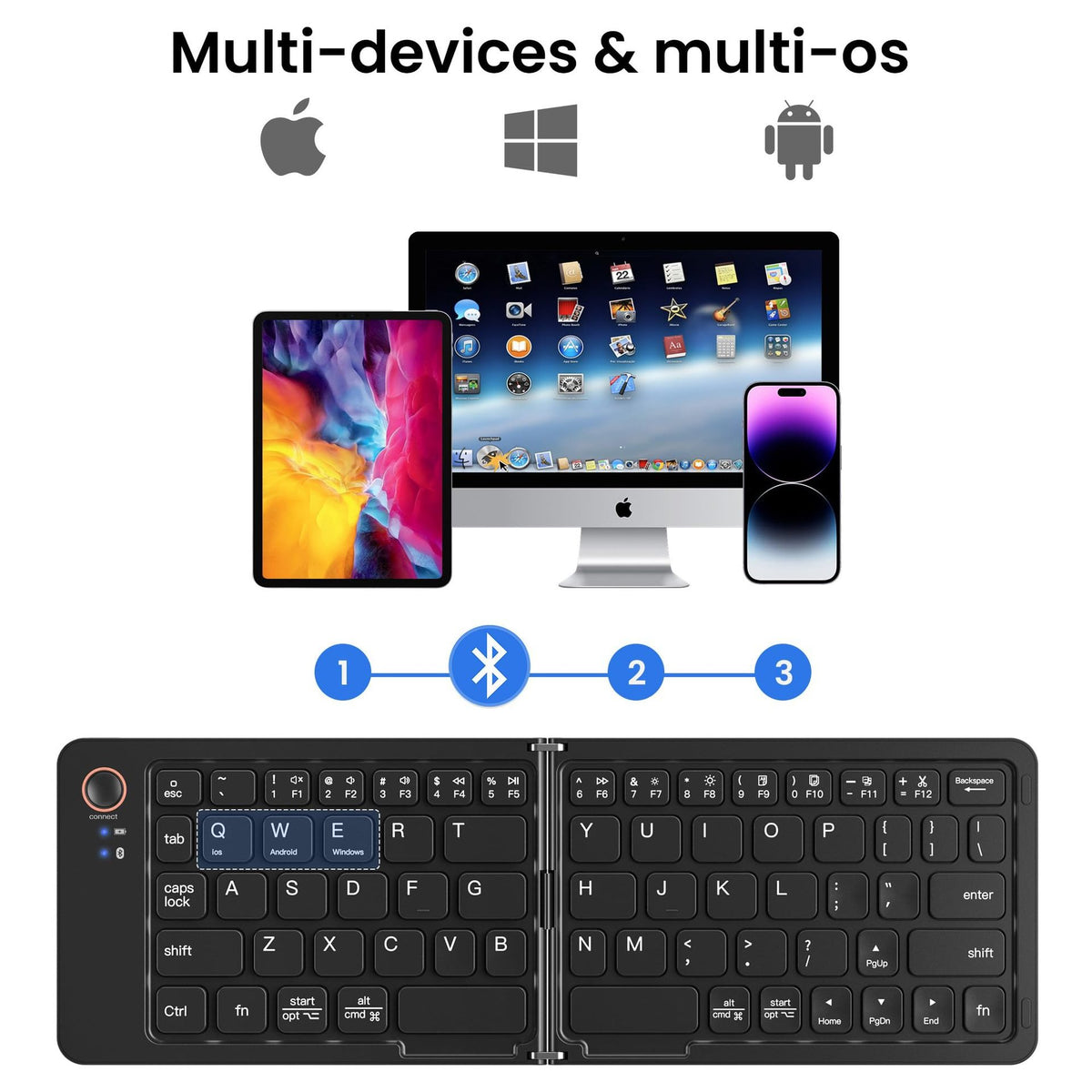 68-Key Ultra-Slim Folding Bluetooth Keyboard
