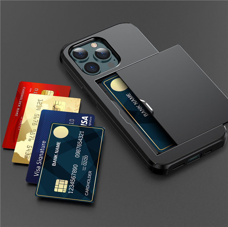 PC Slide Card Holder Case for iPhone 12–17 Models