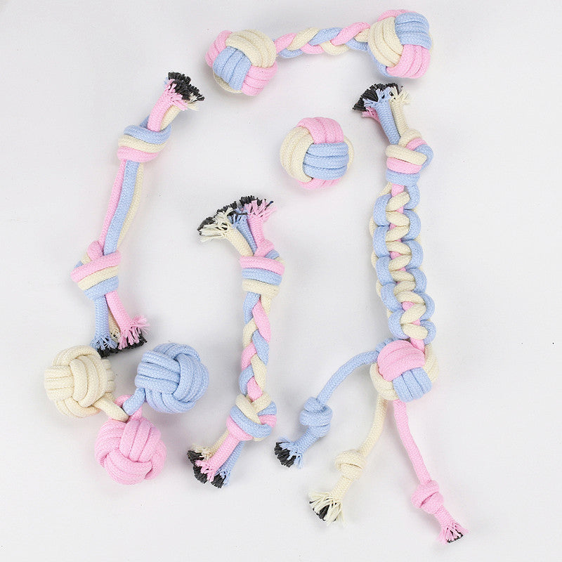 Braided Cotton Rope Dog Toy Set – Knot Balls, Tug Ropes & Dumbbell Knots | Chew, Molar & Tug-of-War | Dogs | 4, 6 & 12 Piece
