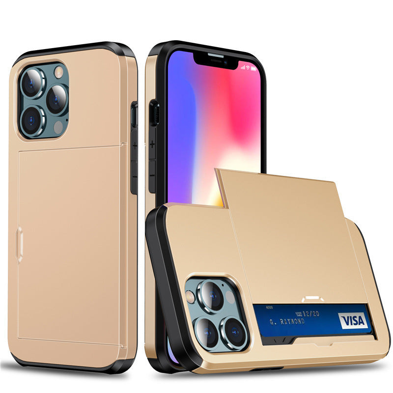 PC Slide Card Holder Case for iPhone 12–17 Models