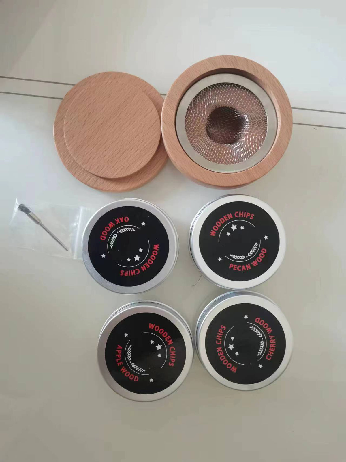 Wooden Cocktail Smoker & Flavored Wood Chip Options
